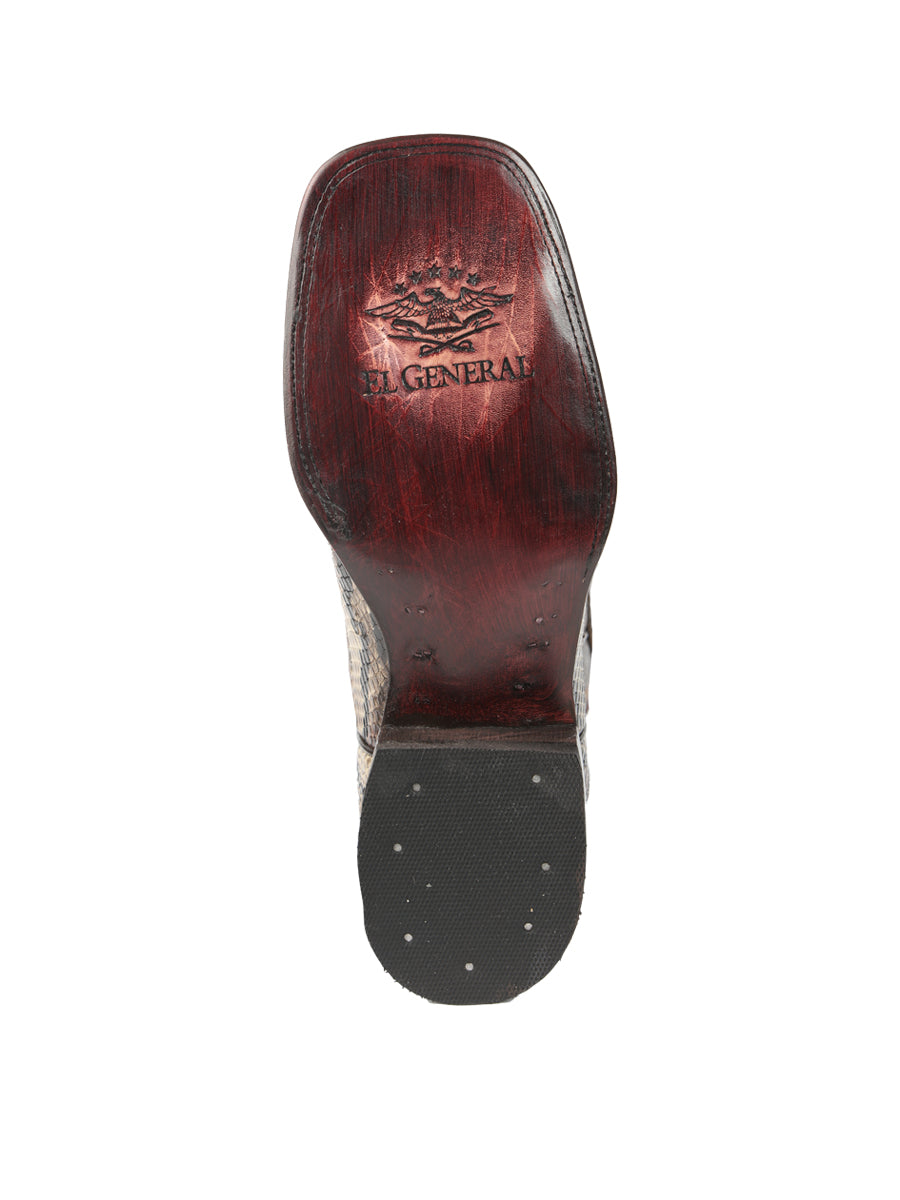 El General Men’s Python Imitation Rodeo Boots - Brown 45528