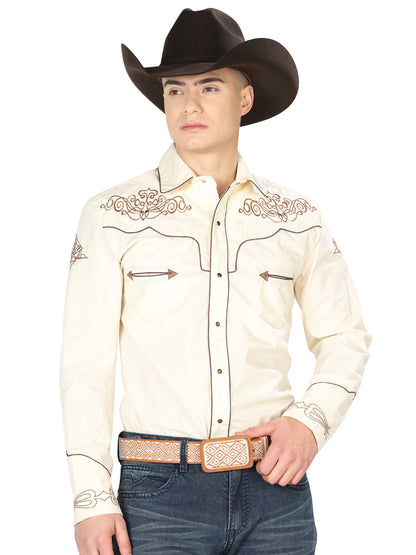 El General Embroidery Western Shirt Beige/Gold 40986