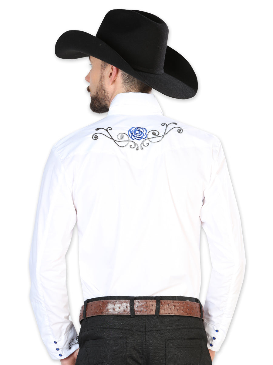 El General Embroidery Western Shirt White/Blue 42938