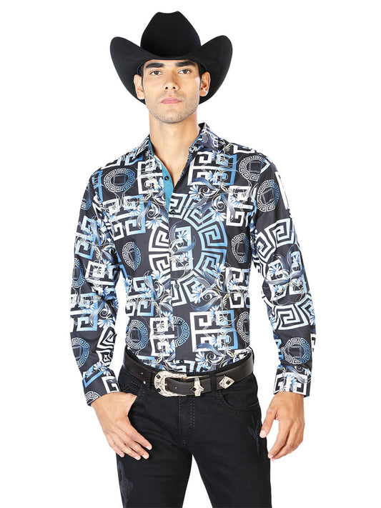 Navy Blue Casual Long Sleeve Shirt 43558