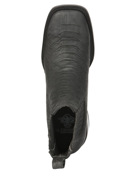 El General Men’s Python Imitation Black Ankle Boots 45091