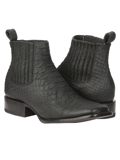 El General Men’s Python Imitation Black Ankle Boots 45091