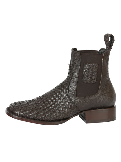 El General Men’s Rodeo Brown Petatillo Woven Ankle Boots 45177