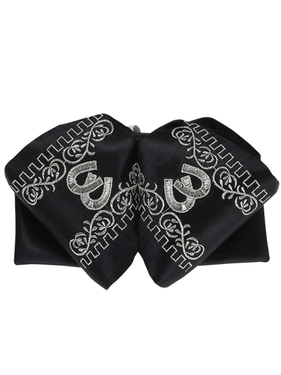 Mexican Charro Bow Tie 100% Polyester Black/Silver 600134