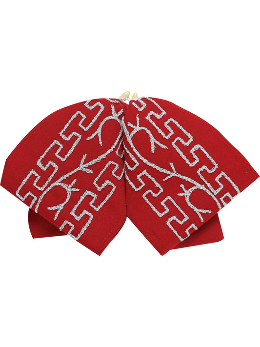Mexican Charro Bow Tie 100% Polyester Red/Silver 601116